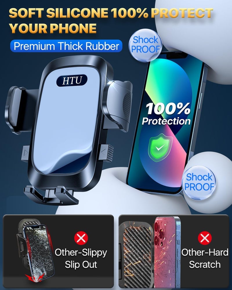 HTU 【98+LBS Strongest Suction & Military-Grade】Ultimate Car Phone Mount【Patent & Safety Certs】 Cell Phone Holder Truck Stand for Dashboard Windshield Vent for iPhone 17 Pro Max 16 15 Samsung (Light Grey) - Image 2